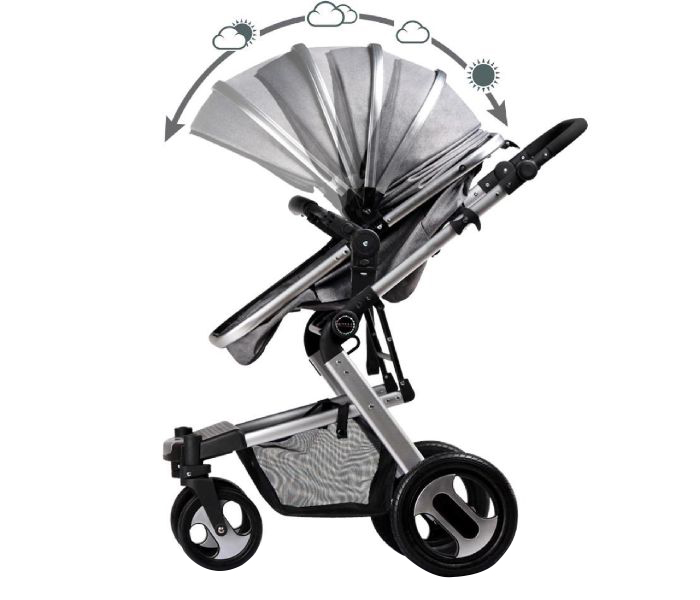 Foldable 2 In 1 Baby Stroller Newborn Carriage AR-134-1 Silver - Zoom Image 1