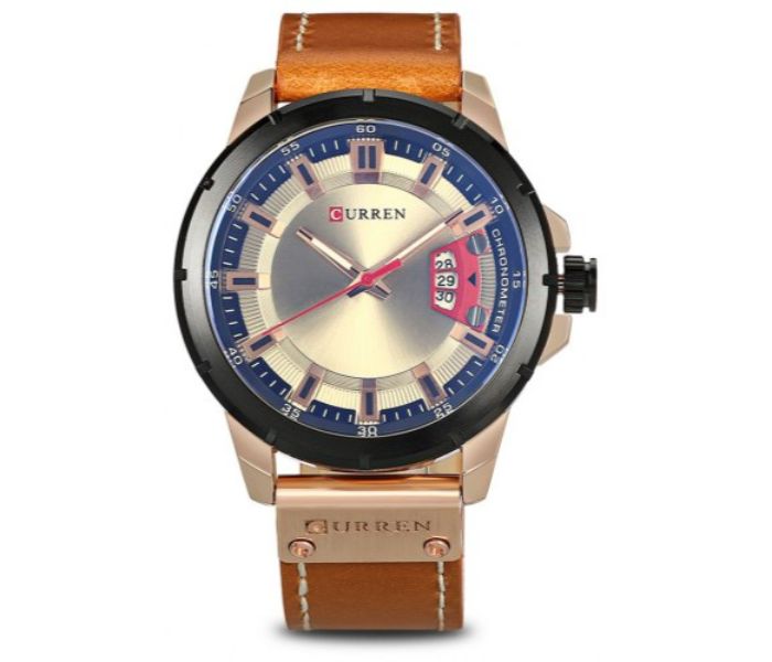 Curren 8284 Analog Quartz Watch For Men Brown and Blue - Zoom Image 2