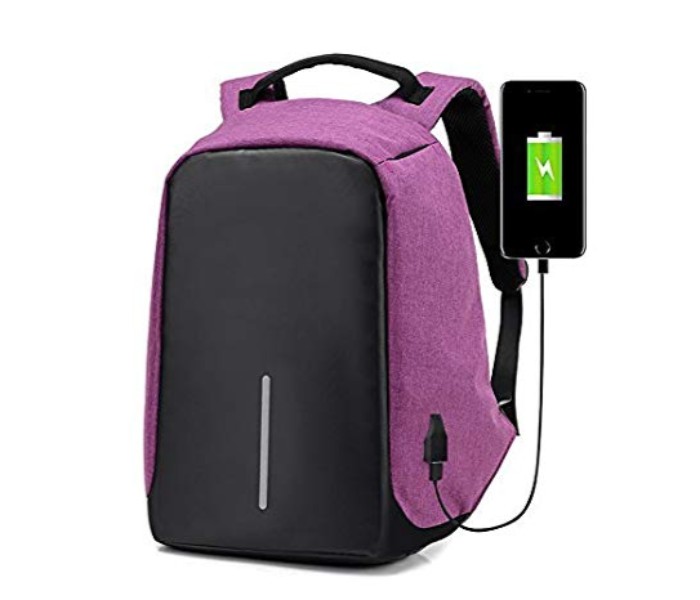 Anti-Theft Backpack 18 Inch with USB Port Violet - Zoom Image 2