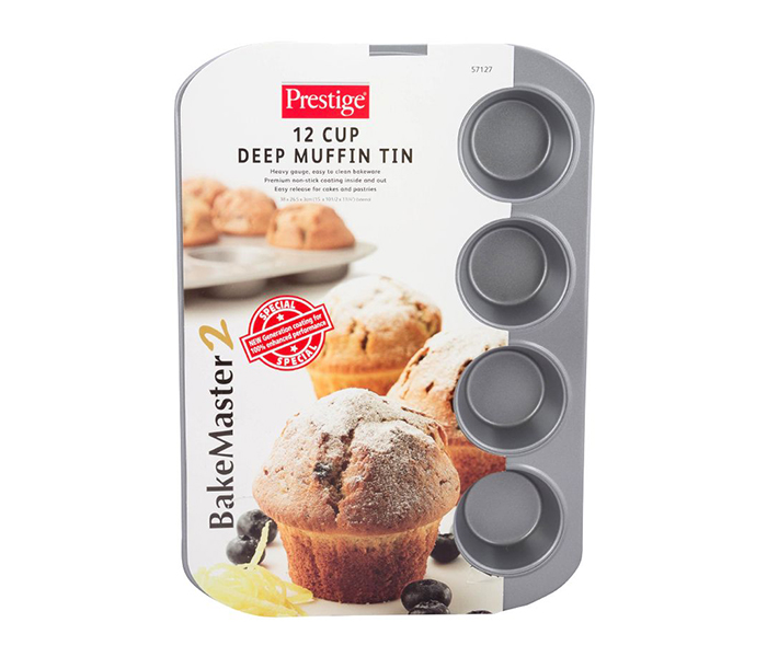 Prestige PR57127 12 Cups Bakeware Carbon Steel Deep Muffin Tin, Grey - Zoom Image 3