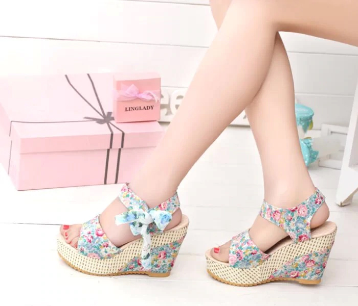 Kate Floral KFWB63 Wedges EU37 - Blue - Zoom Image