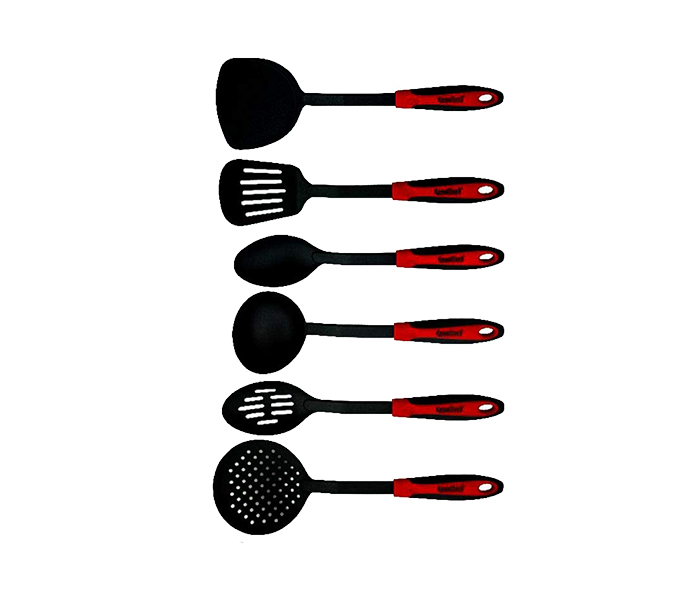 Royalford RF5058 7 Pieces Nylon Tools with Polypropylene Stand - Red & Black - Zoom Image 1