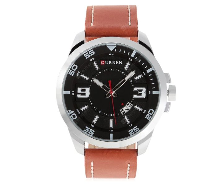 Curren 8213 Casual Date Display Quartz Watch For Men Brown and Silver - Zoom Image 2