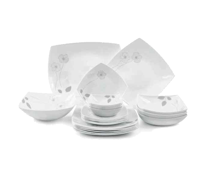 Royalford RF6892 26 Pieces Opal Ware Square Dinner Sets - White - Zoom Image 1