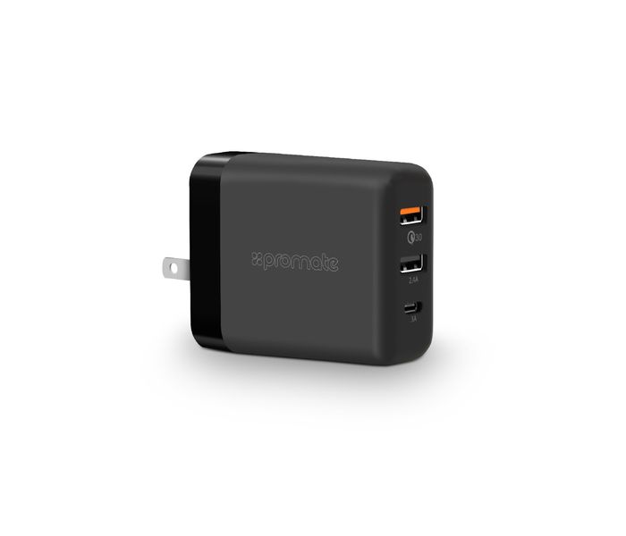 Promate PowerHub-QC.UNI 30W Quick Charging Universal USB C Wall Charger, Black - Zoom Image 9