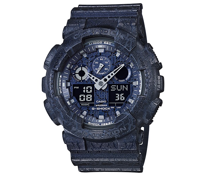 Casio G Shock GA-100CG-2ADR Mens Analog and Digital Watch Black and Blue - Zoom Image