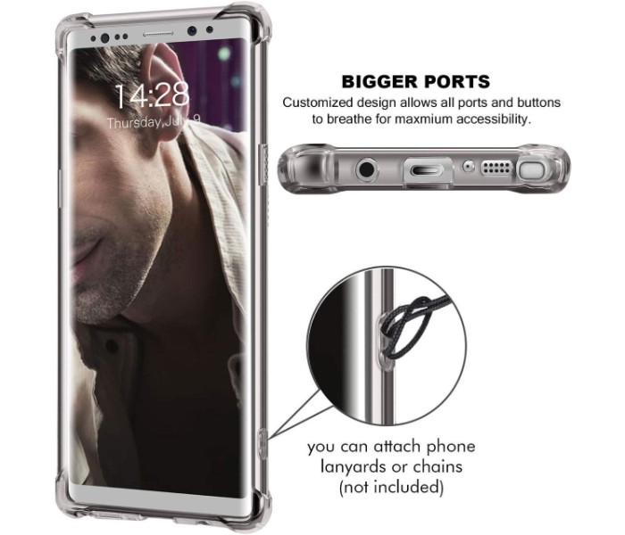 ABS Crystal Clear Reinforced Corners Shock Absorption Protection TPU Case for Samsung Note 8 APSN8 Transparent - Zoom Image 6