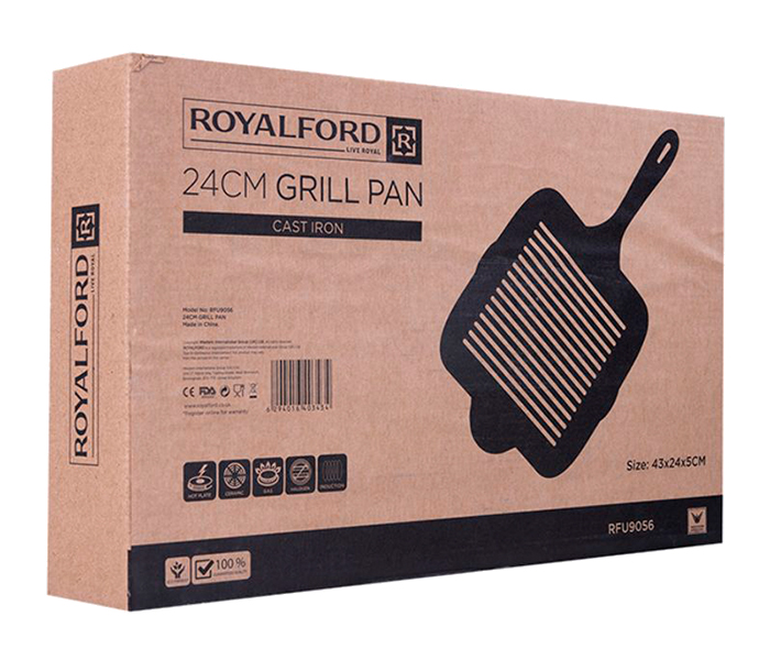 Royalford RFU9056 Cast Iron Grill Pan - 24cm, Black - Zoom Image 5