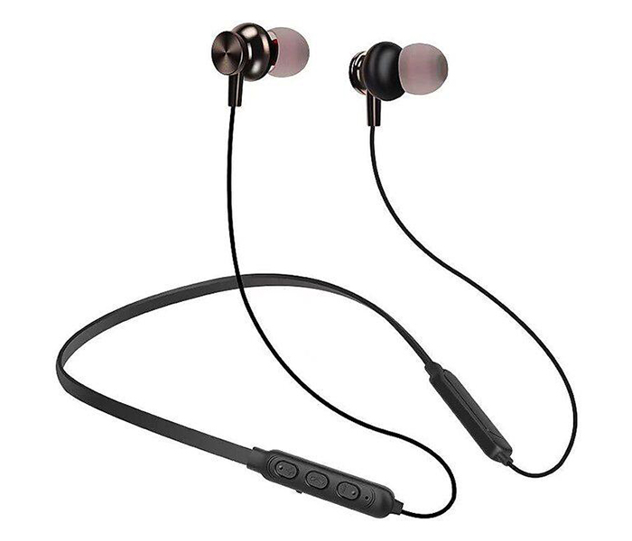 M730 Wireless Bluetooth Neckband Magnetic In-Ear Headphones With Mic - Black - Zoom Image