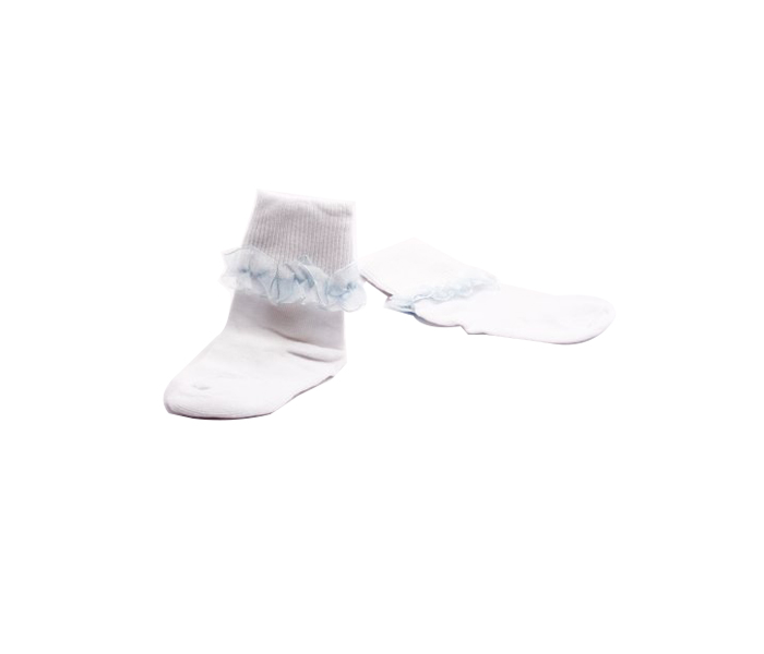 Baby Plus BP6966 12-14M Baby Socks with Blue Lace Trim - White - Zoom Image 3