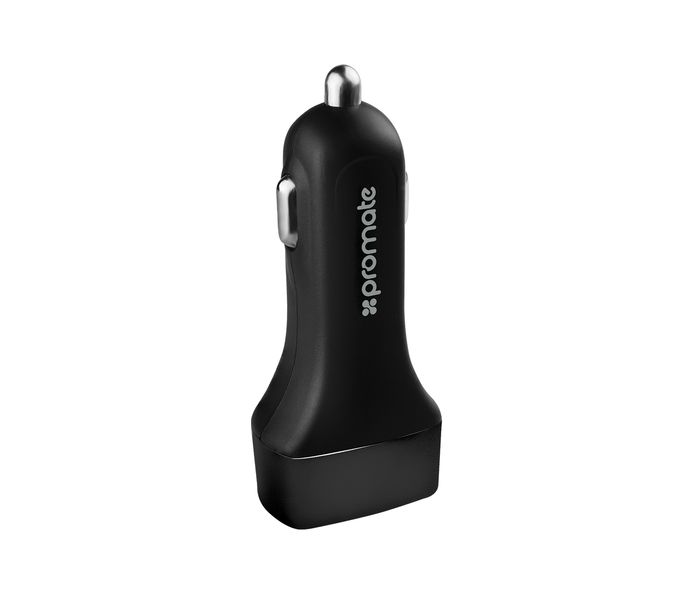 Promate Trica Ultra Fast Lightweight Universal Car Charger with 3 Port USB, Black - Zoom Image 1