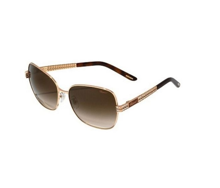 Chopard SCHB25S 08MZ Oval Copper Gold Frame & Brown Mirrored Sunglasses for Women - Zoom Image