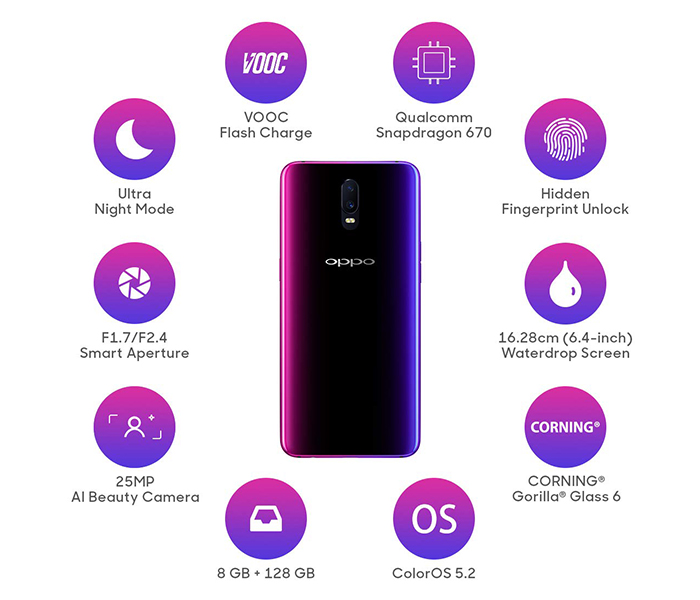 Oppo R17 128GB Storage 8GB RAM Dual SIM 4G Smartphone - Purple - Zoom Image 4