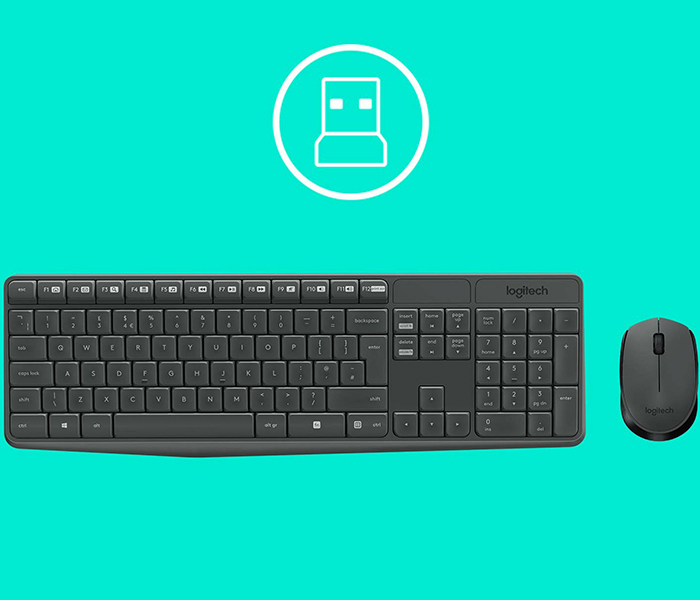 Logitech 920-007927 MK235 Wireless Keyboard & Mouse Combo - Arabic, Grey - Zoom Image 4