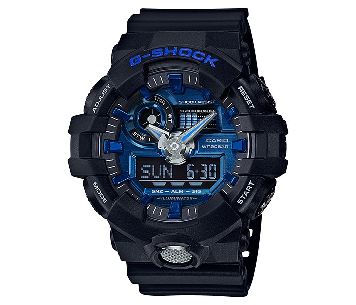 Casio G Shock GA-710-1A2DR Mens Analog and Digital Watch Black and Blue - Zoom Image 2