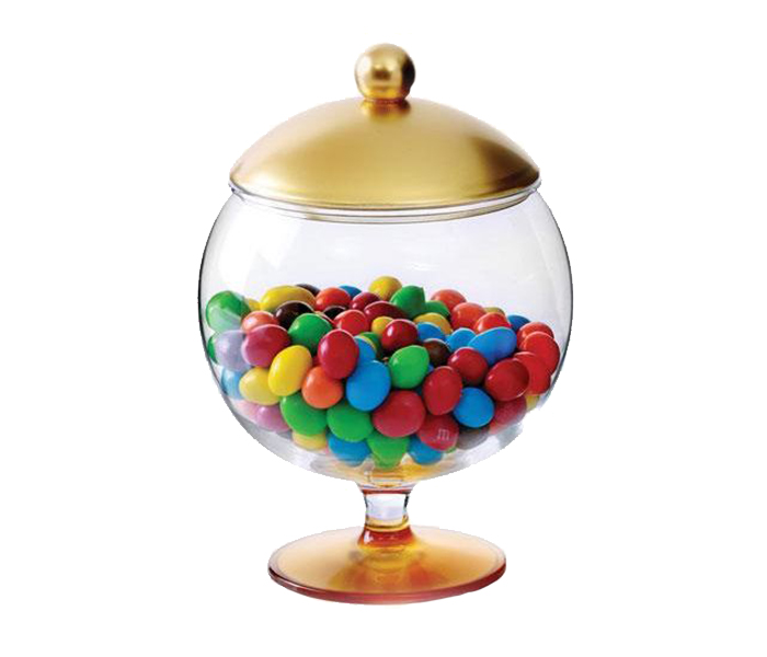 Royalford RF8342 Acrylic 14 cm Round Candy Bowl with Lid - Clear & Gold - Zoom Image