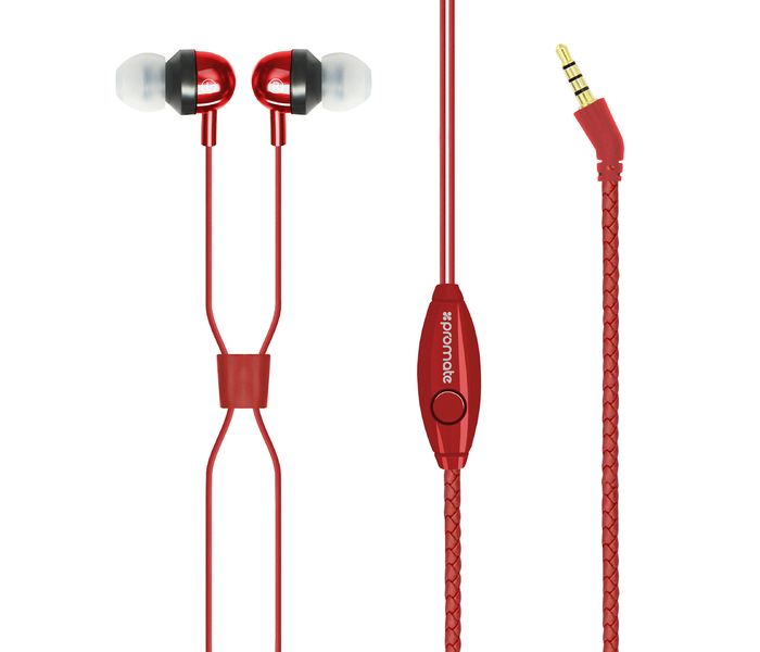 Promate Vogue Sports Earphones Tangle Free Fitness Earbuds, Red - Zoom Image 8