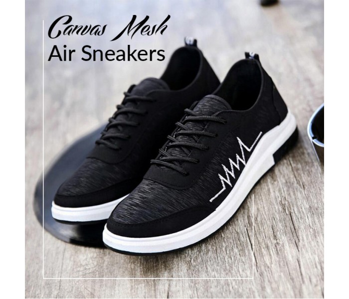 Canvas Mesh Air Walking Sneakers for Men EU43 CWSMB86 Black - Zoom Image 1