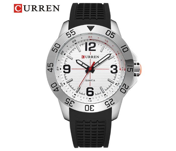 Curren 8181 Analog Quartz Watch For Men White And Black - Zoom Image