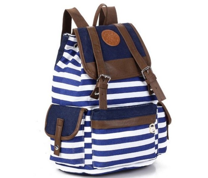 Canvas School Bag for Unisex CSB2BW45 Blue and White - Zoom Image 4