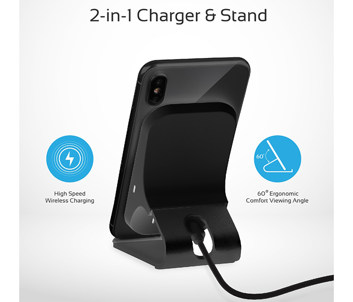 Promate AURADOCK-5 Aluminium Crafted Ultra Fast Wireless Charging Stand - Grey - Zoom Image 2