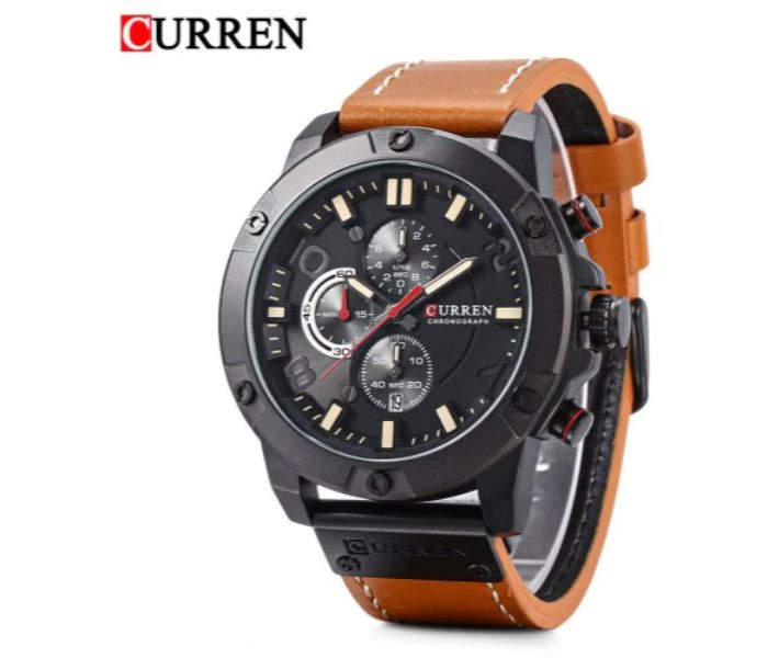 Curren 8285 Six Pin Sports Quartz Watch For Men Brown and Black - Zoom Image 1