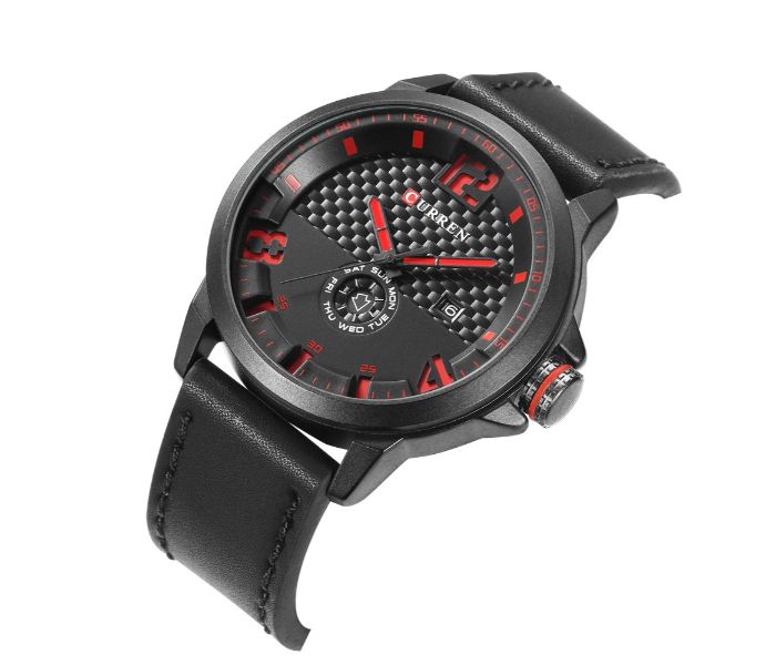 Curren 8253 Casual Quartz Watch For Men Red And Black - Zoom Image 1