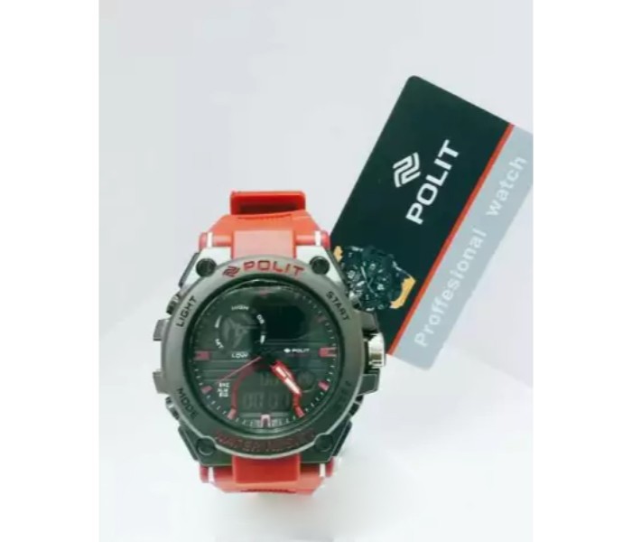 Polit P1405 Sports Analog and Digital Solar Watch Red - Zoom Image