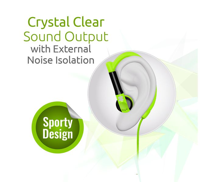 Promate Gaudy Universal Vibrant In Ear Sweatproof Gear Buds Headphones with Noise Cancelling, Green - Zoom Image 1