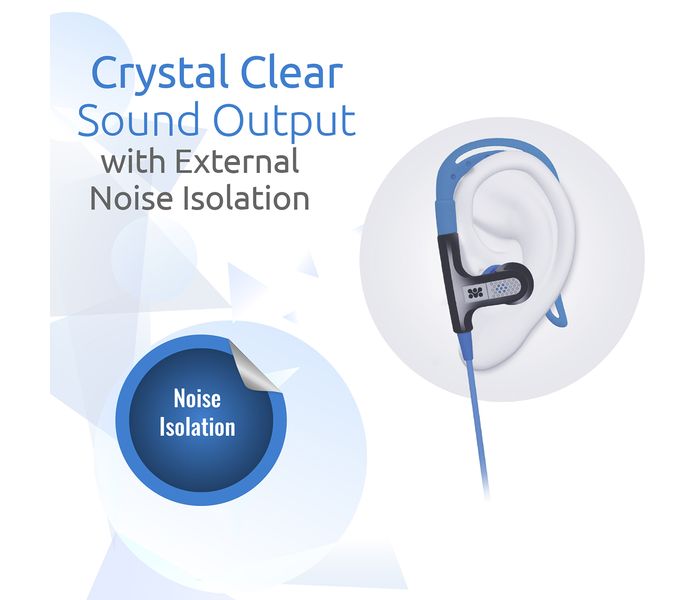 Promate Glitzy Premium In Ear Noise Isolating Earhook Over-Ear Headphones, Blue - Zoom Image 1