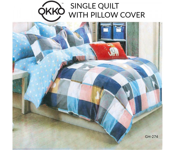 OKKO OK33851 Single Quilt with Pillow Cover Multi Color - Zoom Image