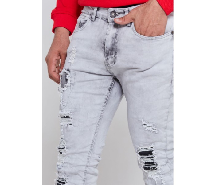 Petro OU10011 Distressed Stretchable Skin Fit Jeans 34-Grey - Zoom Image 4