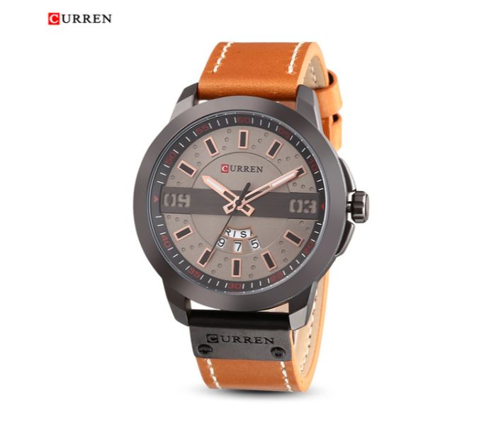 Curren 8286 Business Quartz Watch For Men Brown and Khaki - Zoom Image