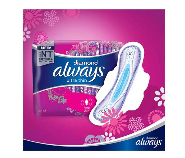 Always Diamond Ultra Thin Sanitary Pad Long Pack of 7 - Zoom Image 2