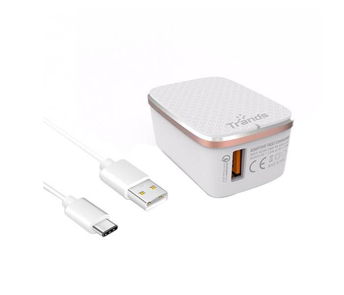 Trands TR-AD9345 Qualcomm Quick Charge Single USB Port 2.0 Travel Charger - White - Zoom Image 4