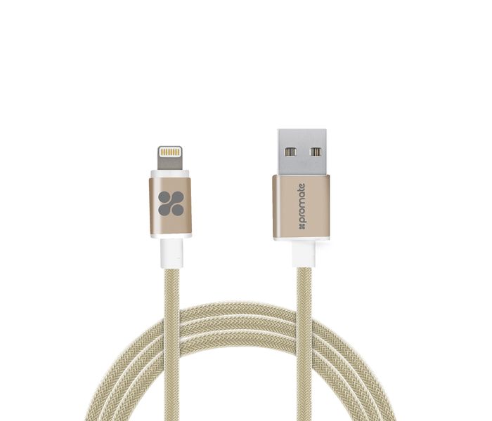 Promate LinkMate-LTM Mesh Sync & Charge MFi Lightning Cable - Gold - Zoom Image 8