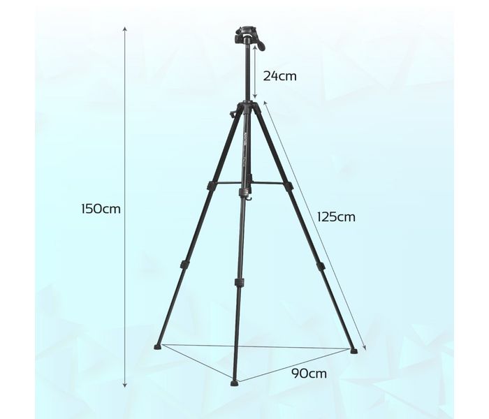 Promate Precise-150 3 Sections Aluminium Alloy Tripod with Quick-Release Plate, Black - Zoom Image 5