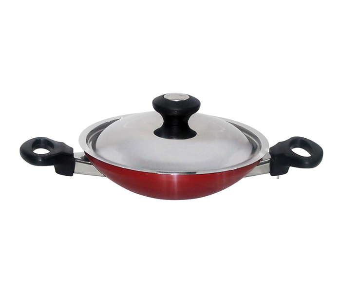 Prestige PR15853 Ethenic Stainless Steel Kadai With Stainless Steel Lid - Red - Zoom Image