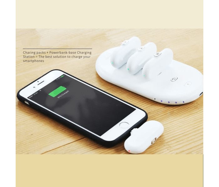 Finger Tip 10,000mAh Universal 4 Magnetic Charging Pack with Power Station Base, Micro Type C and Lightning Magnetic Connectors White - Zoom Image 14