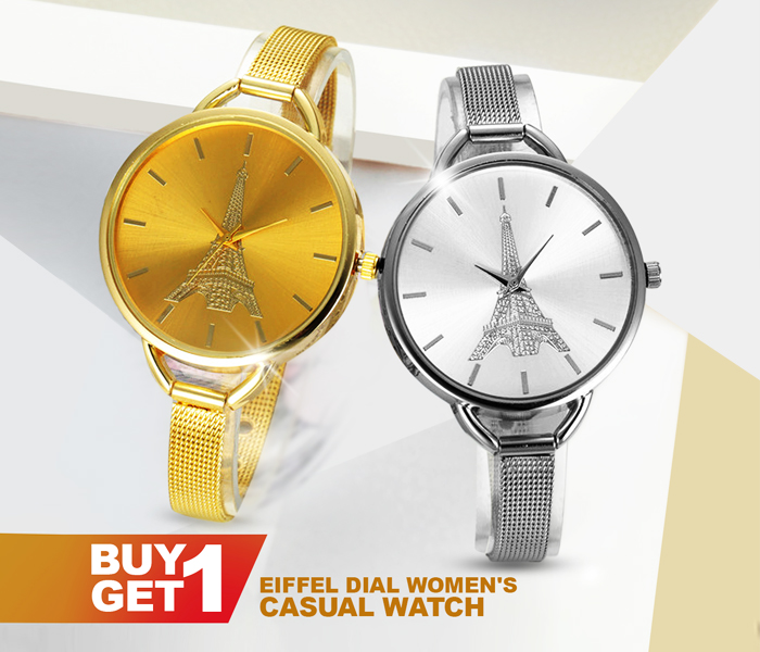 Eiffel Tower Luxury New Fashion Dial For Women 2Pcs Watch - Gold & Silver - Zoom Image 12