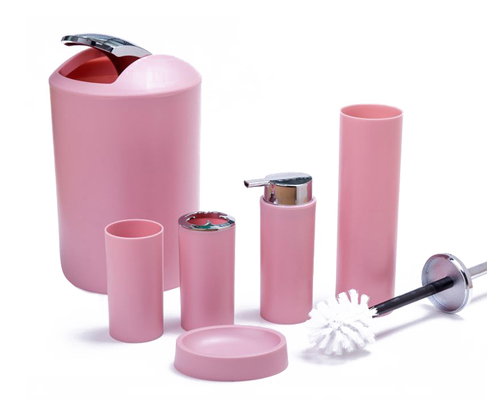 Sanitary AR-011 Bathroom Accessories 6 Pieces - Pink - Zoom Image