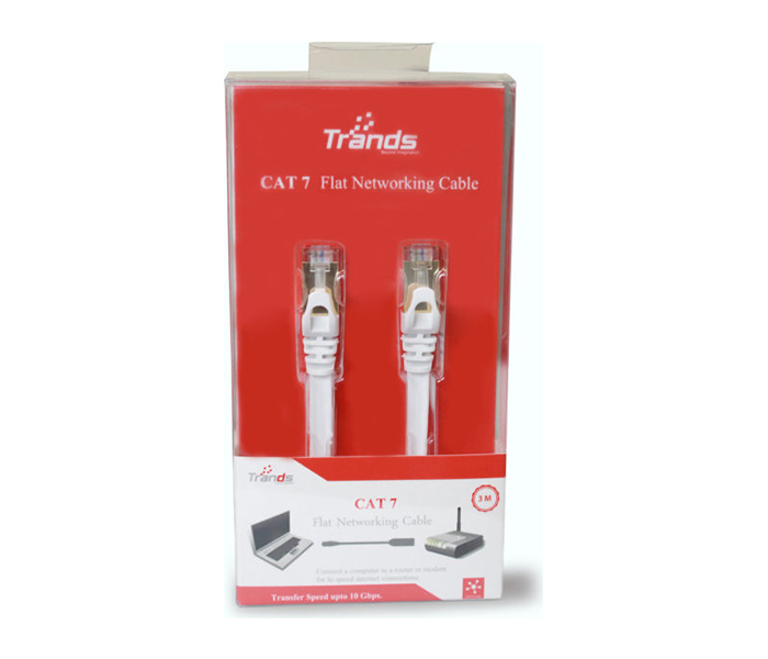 Trands TR-CA7178 CAT 7 RJ45 Male to Male Networking Flat Cable - White - Zoom Image 4