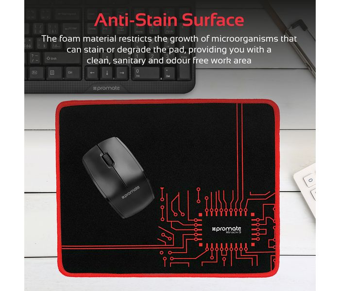 Promate Xtrack-3 Comfort Glide Anti-Skid Pro-Gaming Mouse Pad, Black - Zoom Image 2