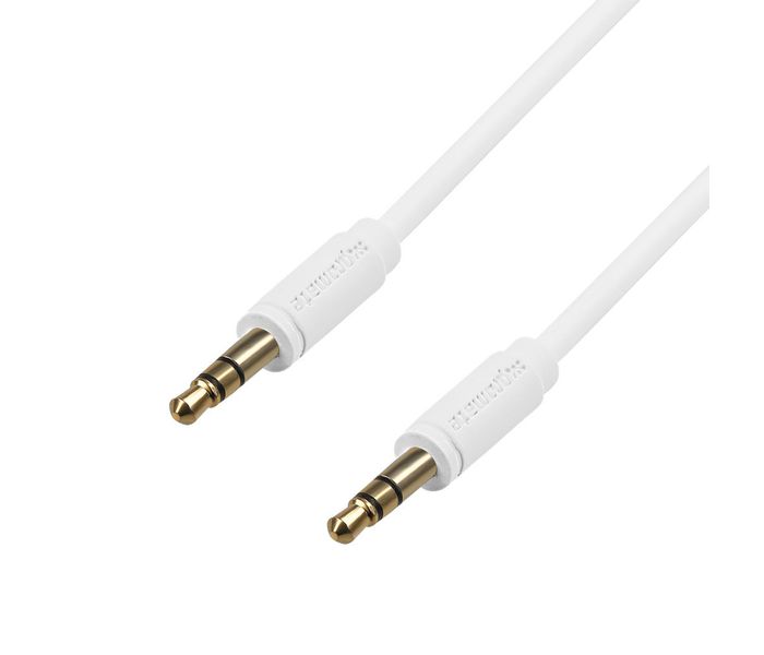 Promate LinkMate-A1L Premium 3.5mm FlexShield PVC Coated AUX Audio Cable - White - Zoom Image 1