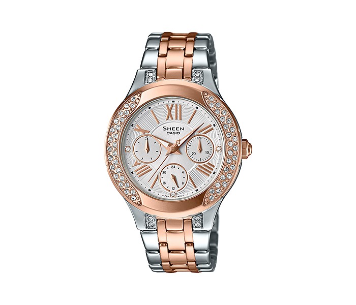 Casio Sheen SHE3809SG-7AUDR Womens Analog Watch Silver and Rosegold - Zoom Image