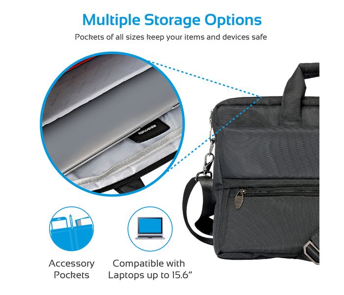 Promate Apollo-MB 15.6 inch Messenger Bag with Multiple Storage Pocket, Black - Zoom Image 1