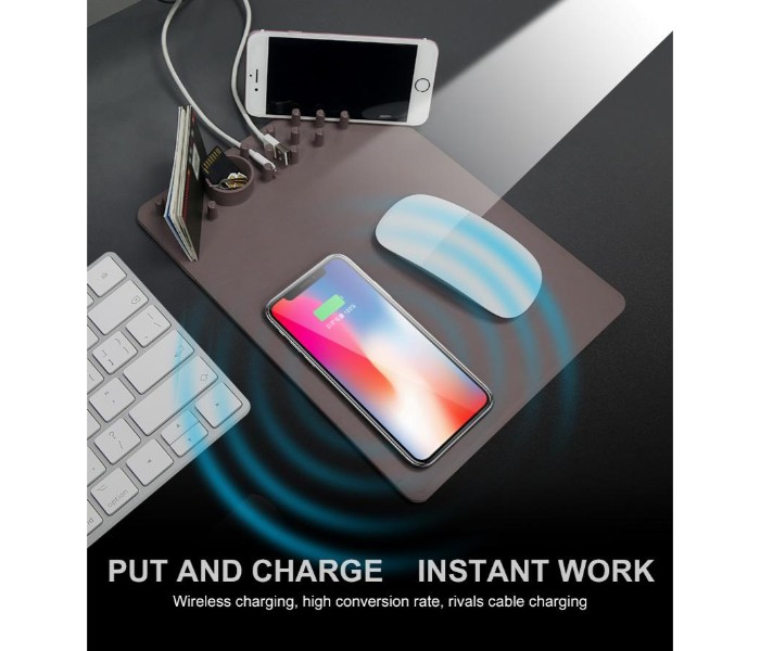 Wireless Qi Multi-function Holder Fast Charger Anti-Slip Mouse Pad Black - Zoom Image 5