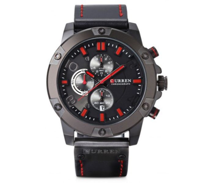 Curren 8285 Six Pin Sports Quartz Watch For Men Black and Red - Zoom Image 2