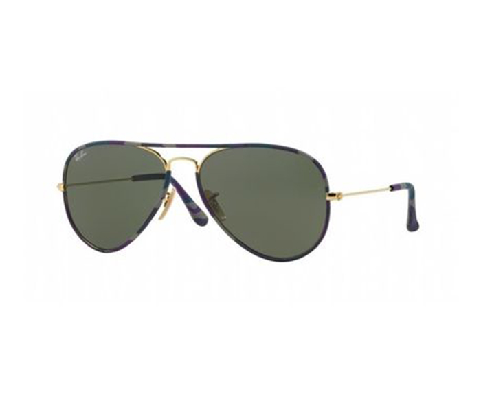 Ray-Ban RB3025JM 172 Aviator Gold And Bluish Purple Camouflage Frame & Green Mirrored Sunglasses for Unisex - Zoom Image 3