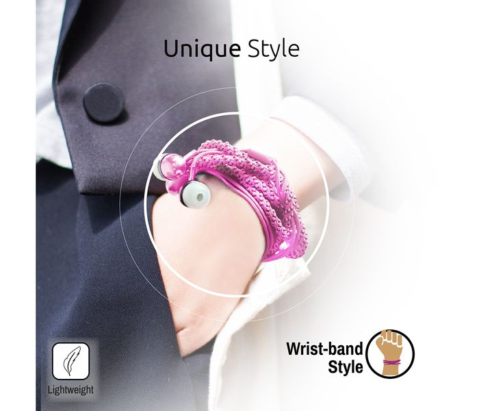 Promate Retro Wristband Headphones with Noise Cancellation, Pink - Zoom Image 1